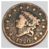 1820 Coronet Head Large Cent High Grade