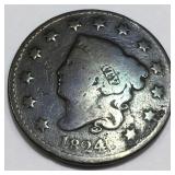 1824/2 Coronet Head Large Cent Rare Date