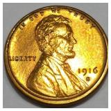 1916-S Lincoln Wheat Cent Penny Uncirculated Red