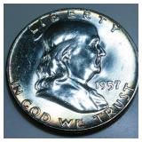 1957 Franklin Half Dollar Gem Uncirculated