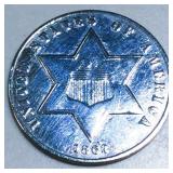 1862 Three Cent Silver Very High Grade