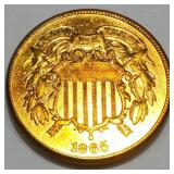 1865 Two Cent Piece AU/BU