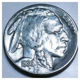 1936-S Buffalo Nickel AU/BU