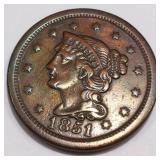 1851 Braided Hair Large Cent High Grade