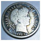 1913-S Barber Dime Rare Date