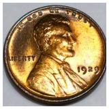 1929 Lincoln Wheat Cent Penny Gem Uncirculated Red