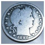 1892 Barber Quarter