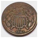 1864 Two Cent Piece High Grade