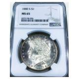 1880-S Morgan Silver Dollar NGC MS65