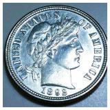 1892 Barber Dime AU/BU
