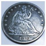 1875 Seated Liberty Half Dollar High Grade