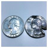 1964-D and 1945-D Washington Silver Quarters