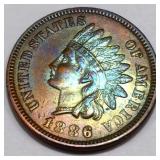 1886 Type 1 Indian Head Penny AU/BU