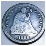 1888-S Seated Liberty Quarter Rare Date