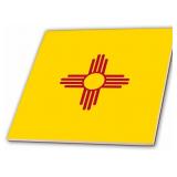 3dRose Flag of New Mexico yellow Ceramic Tile, 4'