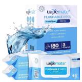 Wipemate Fresh Flushable Butt Wipes, (180ct)