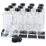 6pk 16 oz Glass Juice Bottles with Lids ,Reusable