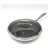 NEW $57 11' Frying Pan w/Lid Honeycomb Surface SS
