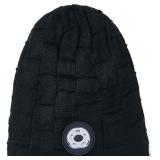 One Size Black Knitted Warm Cap with LED Light