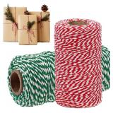 NEW 2PK Xmas Cotton Candy Rope Ribbon Twine -200M