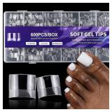 NEW 600pcs Soft Gel X Toe Nail Tips