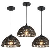 NEW $66 3PK Boho Woven Pendant Light Fixtures
