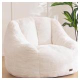 SEALED $180 White Faux Fur Bean Bag Chair