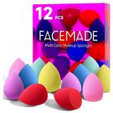 NEW 12PK FACEMADE Makeup Sponge Set &1 Holder