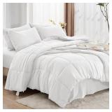 NEW $70 Queen Comforter Set 7 Pieces - White