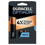 NEW Duracell Optimum AA Batteries, 4 Count