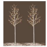 NEW $90 Lighted Birch Tree, 2 Pack 6 Feet