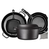 NEW $465 8 Pc Cast Iron Cooking Set