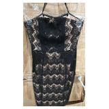 (L/20) Black&Nude Strapless Laced Cocktail Dress