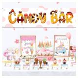 NEW 3.9FT Fabric Candy Bar Party Banner & Ribbon