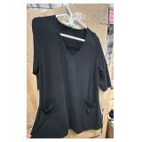 (3XL) Black Long Tunic Tee with Elbow Sleeves