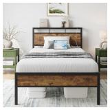 $129 Twin Size Bed Frame, Storage Headboard