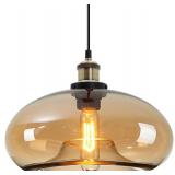 NEW $90 11' Vinatge Amber Glass Pendant Light