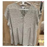 (3X) Women's Black&White Speckled Blouse