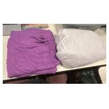(K) 2pk Purple&White Flat Topper Bed Sheets