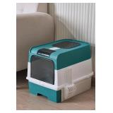 DAMAGED $60 (48x35x36 cm) Enclosed Cat Litter Box