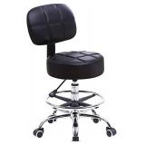 NEW $96 Swivel Round Rolling Stool PU Leather
