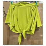 (3XL) Women's Green Short-Sleeve Tie-Up Crop Top