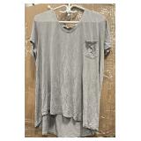(3X) Gray V-Neck Short Sleeve T-Shirt
