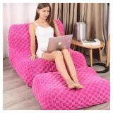 SEALED $200 Bean Bag Chair with Footstool Pink
