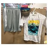 (XL) Boy's Summer Swim Shirt, Shorts & Hat