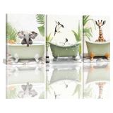 NEW $44 3PK Animal Bathroom Wall Art 12'x16'