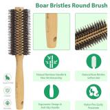 NEW Bristle Round Brush with Bamboo Handle