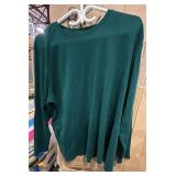(3X) Green Long-Sleeve Crew Neck T-Shirt