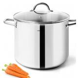 NEW $89 HOMICHEF 10 Quart Stock Pot With Glass Lid