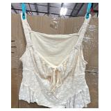 (3XL) White Textured Cropped Tank Top